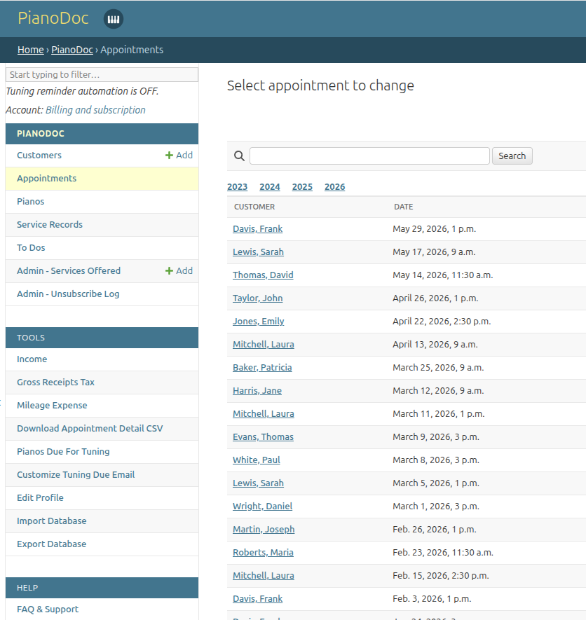 PianoDoc application screenshot